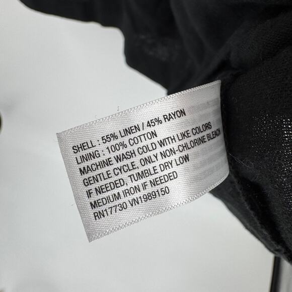 A New Day Women's Black Linen Short Puff Sleeve Mini Sundress Size 16 - Picture 9 of 11